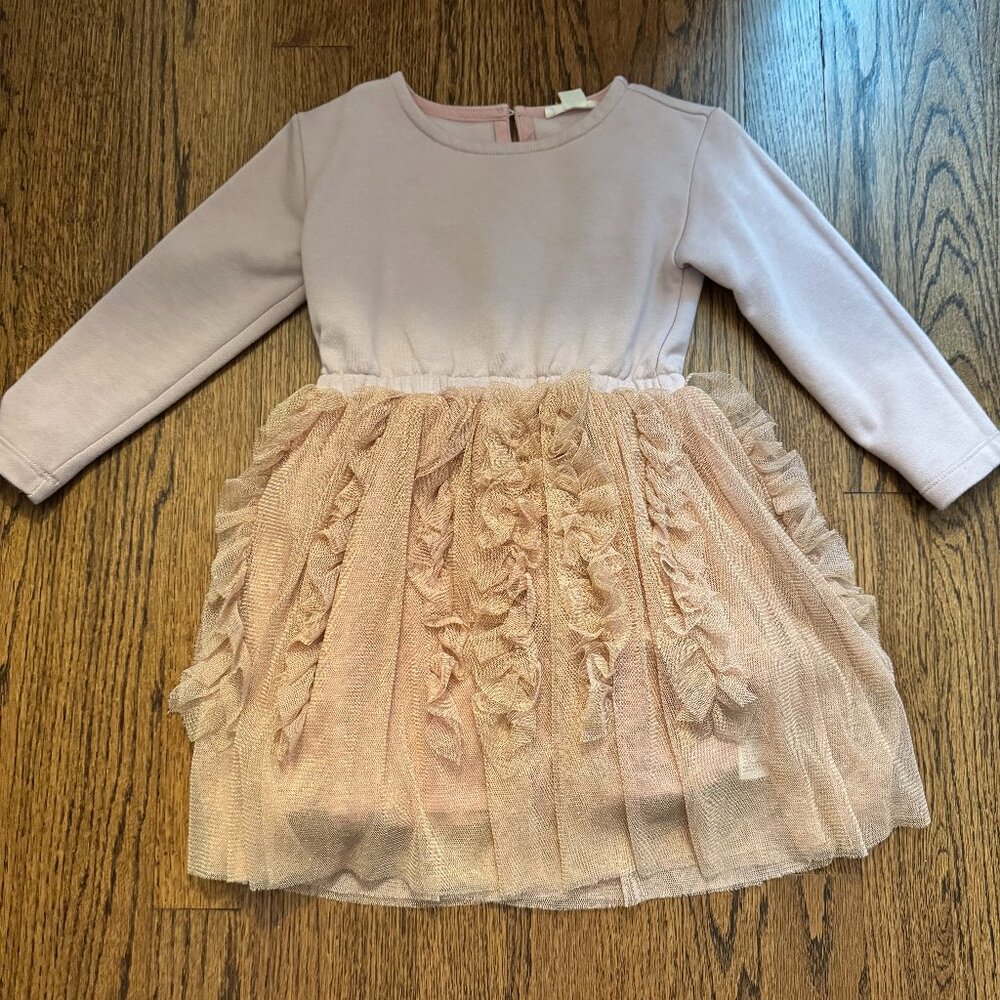 J.Crew Crewcuts Girls’ Ruffle Tulle Dress, Size 4, Blush pink / light rose